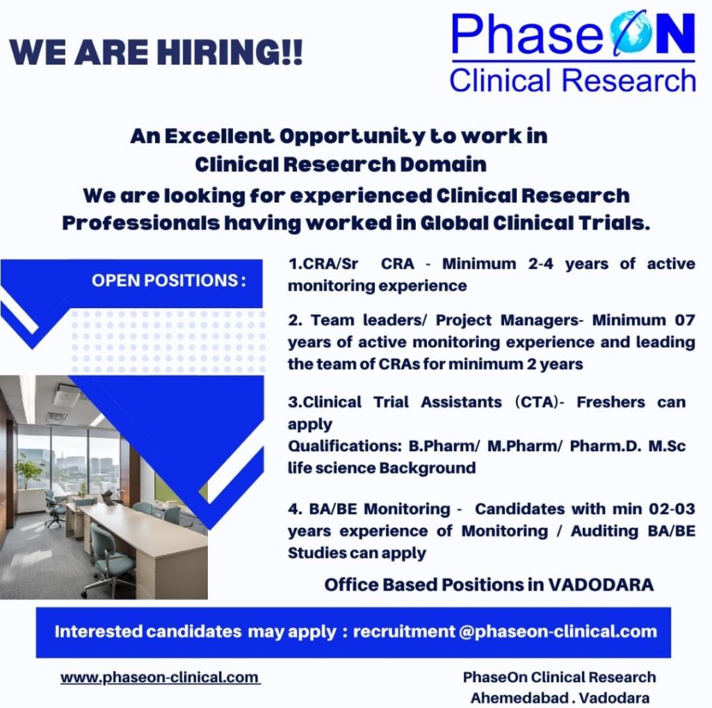 Clinical Research Jobs in phaseon– Freshers & Experienced Apply Now Clinical Research Jobs in phaseon– Freshers & Experienced Apply Now