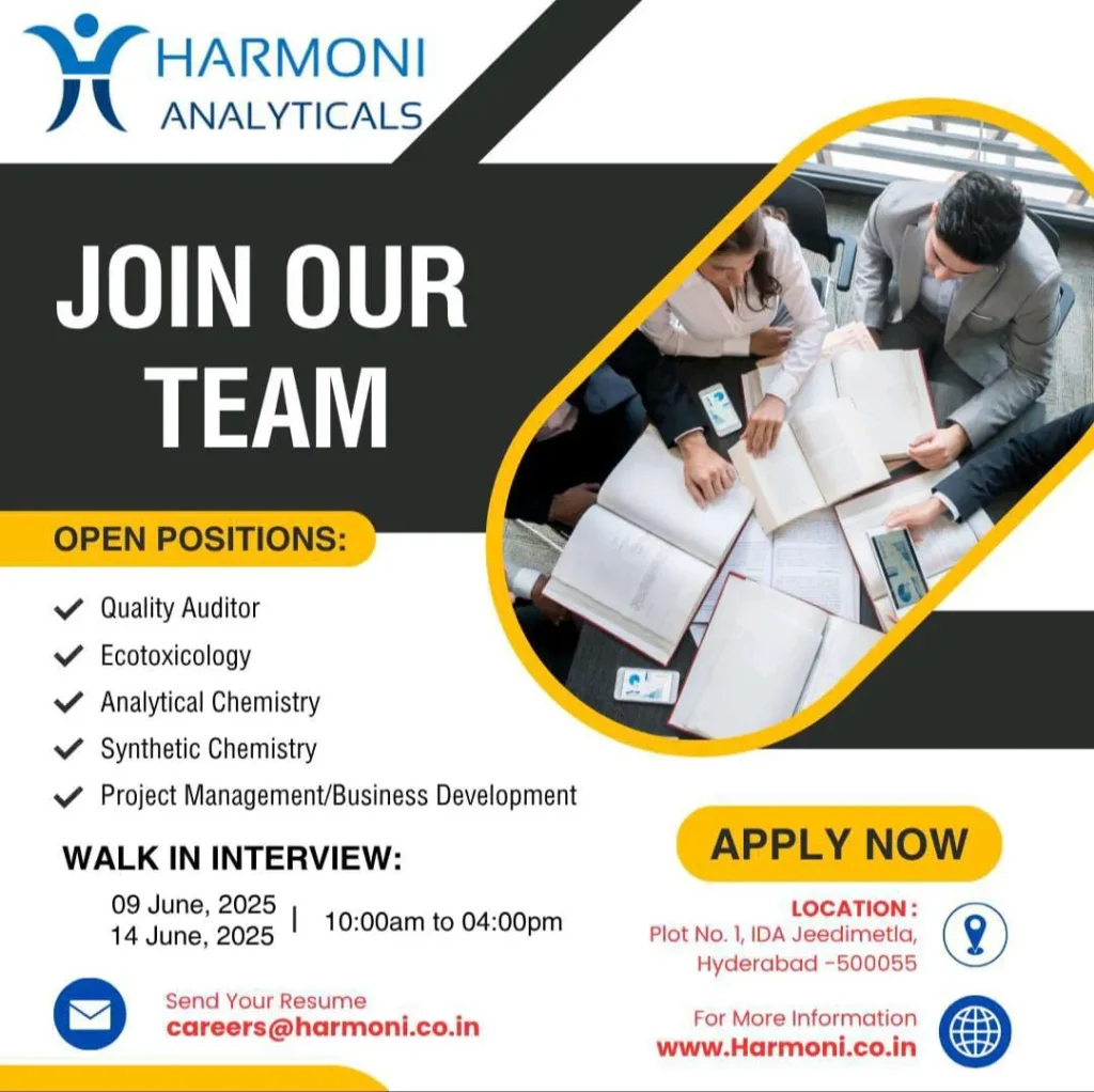 Harmoni Analyticals: Quality Auditor & Analytical Chemistry Jobs – Walk-In Interview Harmoni Analyticals: Quality Auditor & Analytical Chemistry Jobs – Walk-In Interview
