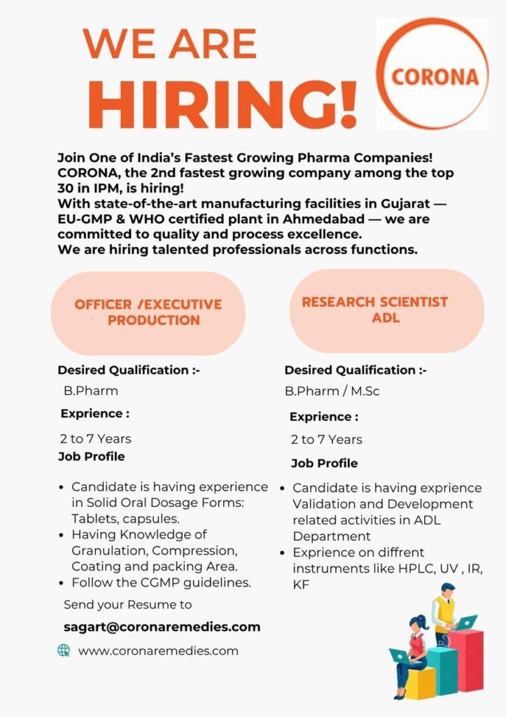 Job Openings at Corona Remedies: Production Officer & Research Scientist (ADL) Job Openings at Corona Remedies: Production Officer & Research Scientist (ADL)