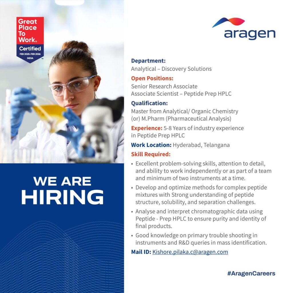 Aragen Careers: Senior Research Associates & Associate Scientists Job Aragen Careers: Senior Research Associates & Associate Scientists Job