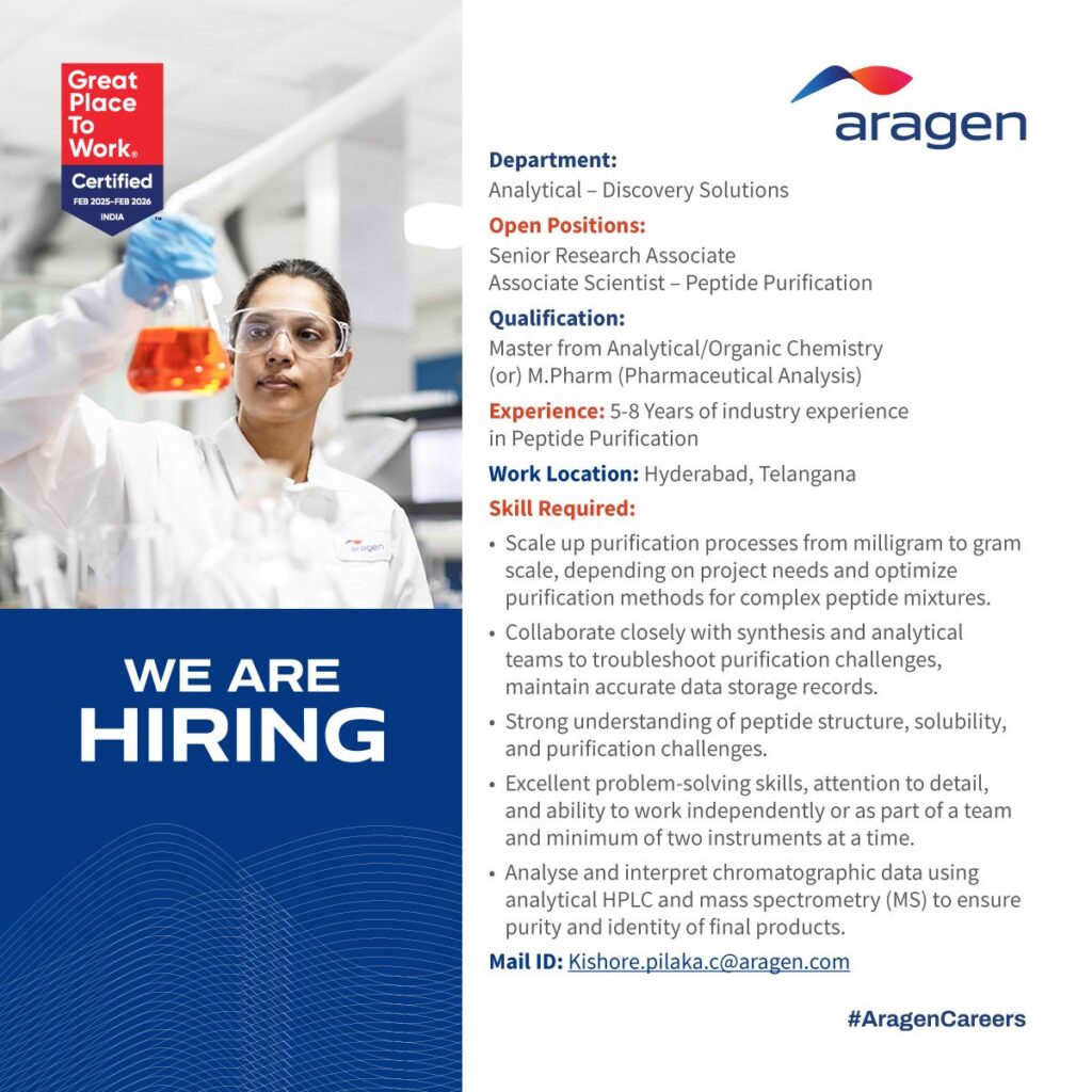 Aragen Careers: Senior Research Associates & Associate Scientists Job Aragen Careers: Senior Research Associates & Associate Scientists Job