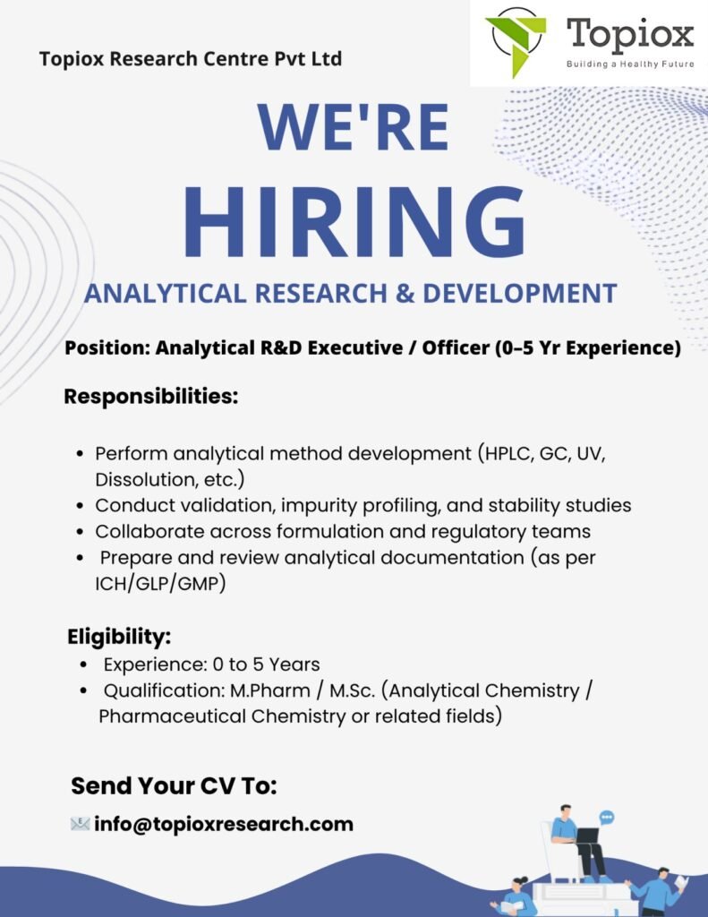 Analytical R&D Scientist (0–5 Years) | Pharma Jobs at Topiox Research - Apply Now Analytical R&D Scientist (0–5 Years) | Pharma Jobs at Topiox Research - Apply Now