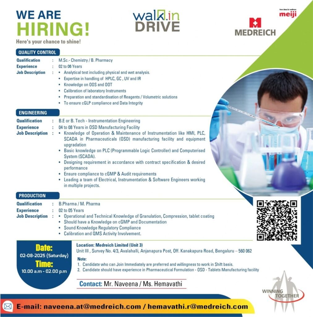 Walk-In Drive at Medreich Limited for QC/ Production/ Engineering Walk-In Drive at Medreich Limited for QC/ Production/ Engineering
