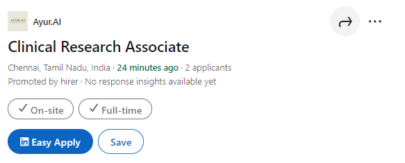 Apply for Clinical Research Associate Role at Ayur.AI – Full-Time Opportunity Apply for Clinical Research Associate Role at Ayur.AI – Full-Time Opportunity
