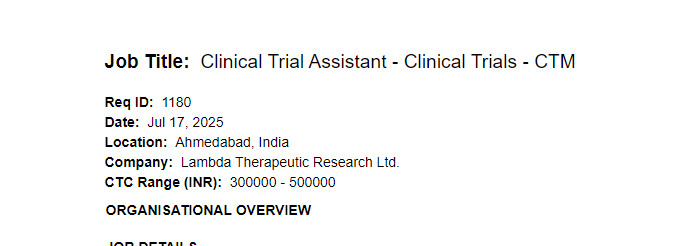 Clinical Trial Assistant Job – Lambda Therapeutics Hiring Clinical Trial Assistant Job – Lambda Therapeutics Hiring