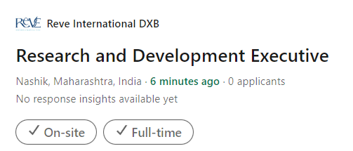 Research and Development Executive at Reve International DXB – Pharma Job Opportunity in Nashik Research and Development Executive at Reve International DXB – Pharma Job Opportunity in Nashik