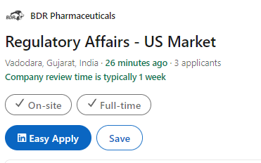 Regulatory Affairs - US Market Job Opening at BDR Pharmaceuticals Regulatory Affairs - US Market Job Opening at BDR Pharmaceuticals