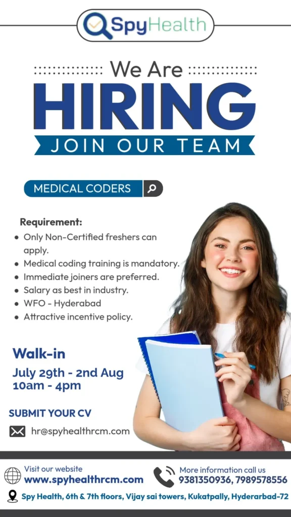 Urgent Hiring: Medical Coding Freshers at Spy Health – Apply Now! Urgent Hiring: Medical Coding Freshers at Spy Health – Apply Now!
