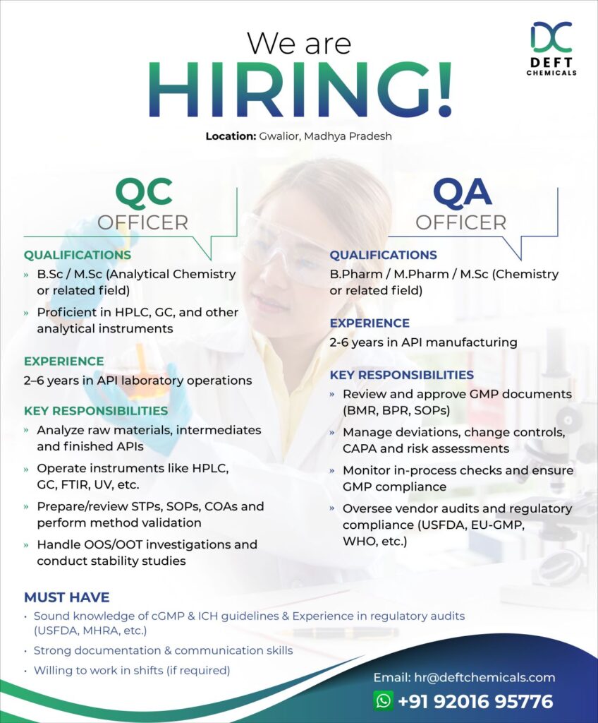 Deft Chemicals Hiring for Quality Assurance and Quality Control - Apply Now Deft Chemicals Hiring for Quality Assurance and Quality Control - Apply Now