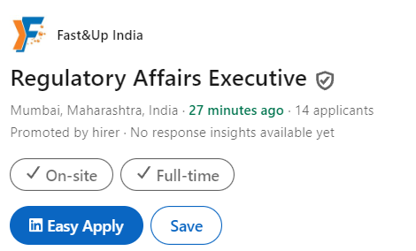 Regulatory Affairs Executive Job at Fast&Up India Regulatory Affairs Executive Job at Fast&Up India