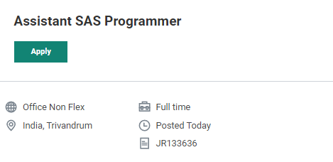 Icon plc Hiring for Entry Level SAS Programmer Assistant