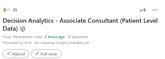 Decision Analytics Associate Consultant Job at ZS in Pune / Gurgaon Decision Analytics Associate Consultant Job at ZS in Pune / Gurgaon