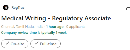 Medical Writing Regulatory Associate Job at RegTrac Medical Writing Regulatory Associate Job at RegTrac