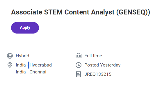 Clarivate Hiring Freshers For GENESEQ | Associate STEM Content Analyst Clarivate Hiring Freshers For GENESEQ | Associate STEM Content Analyst