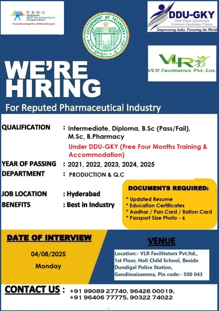 Walk-In Interviews for Freshers at VLR Facilitators - Production / QC Jobs Walk-In Interviews for Freshers at VLR Facilitators - Production / QC Jobs