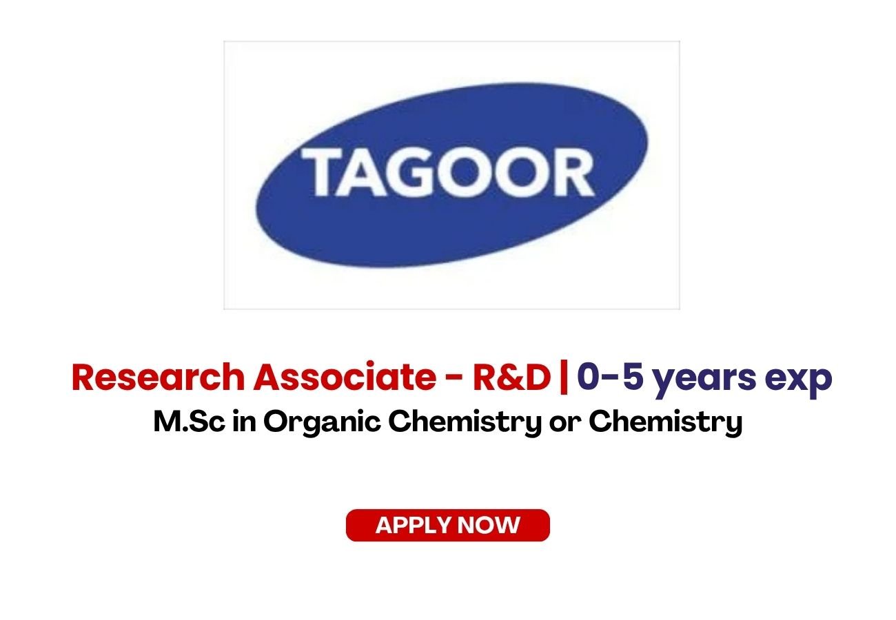 Tagoor Laboratories is Hiring for Research Associate - R&D | 0-5 years exp