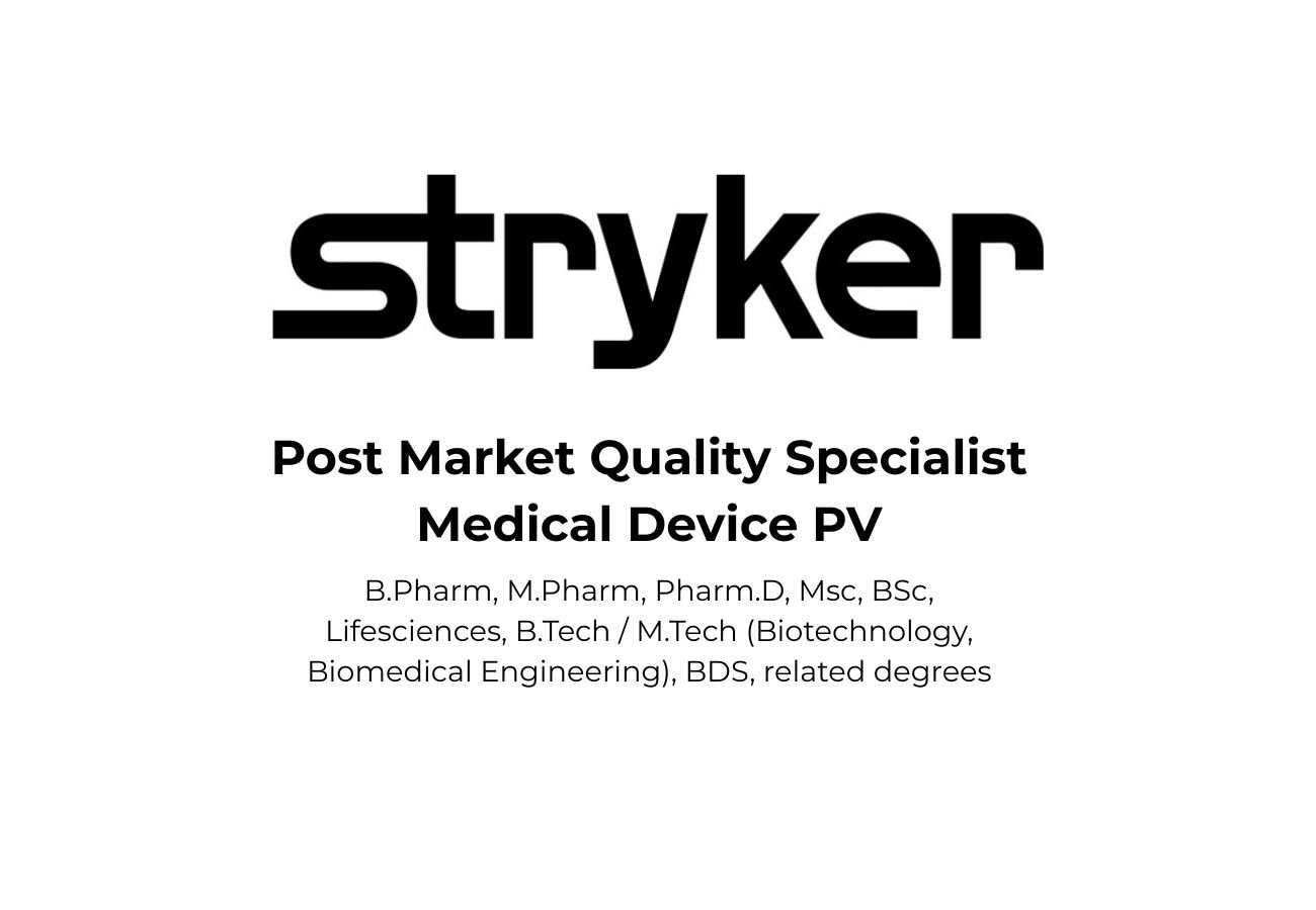 Stryker Hiring Quality (PV/Complaint Handling)
