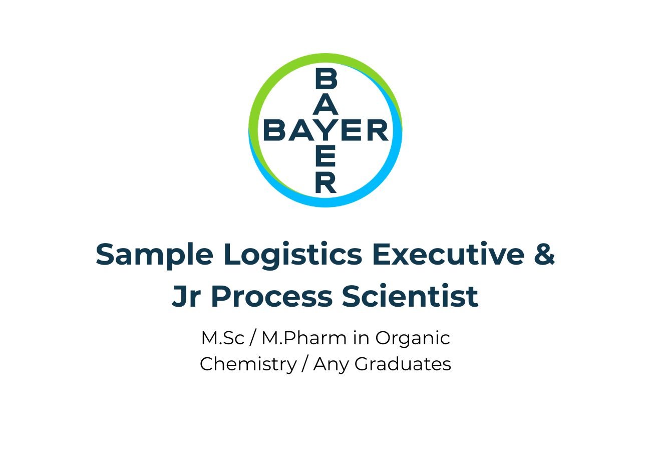 Bayer hiring in India for Sample Logistics Executive & Jr Process Scientist