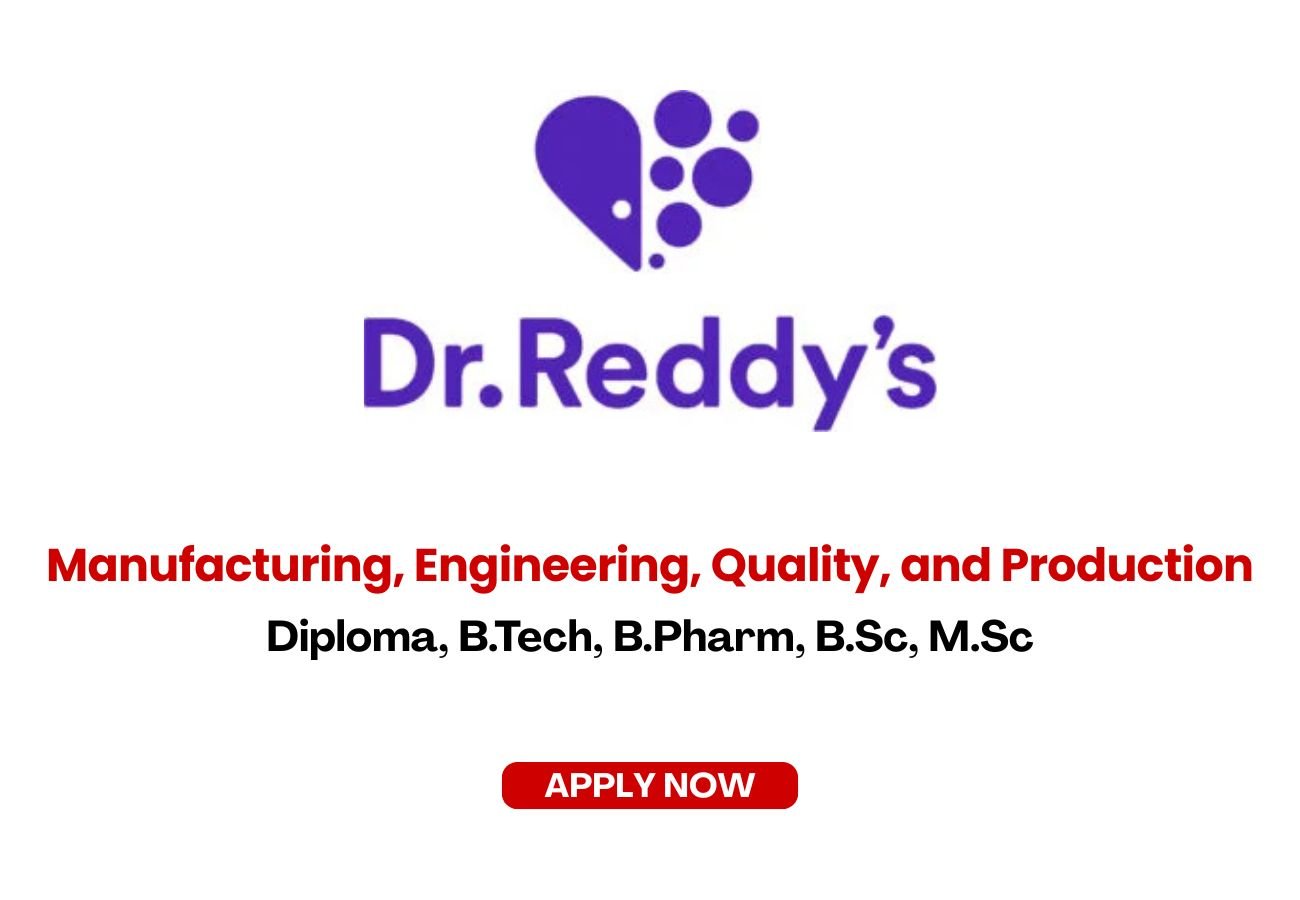 Internship At Reddy's Lab Dr. Reddy’s Labs is Hiring for Manufacturing, Engineering, Quality, and ...