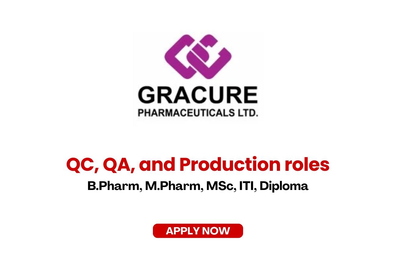 Gracure Pharma is Hiring for QC, QA, and Production roles