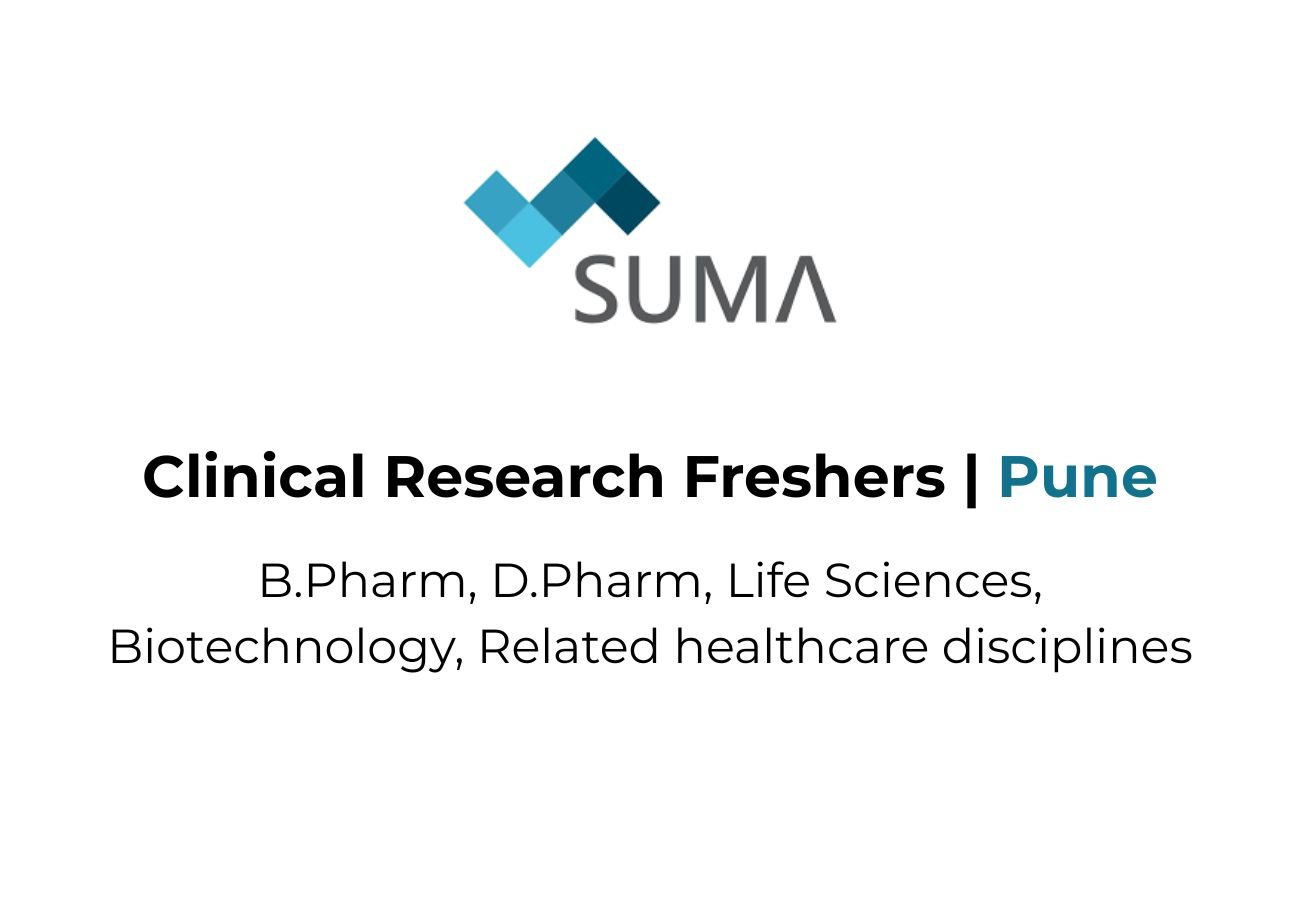 Suma Job Clinical Research Freshers Jobs in Pune at Suma Soft