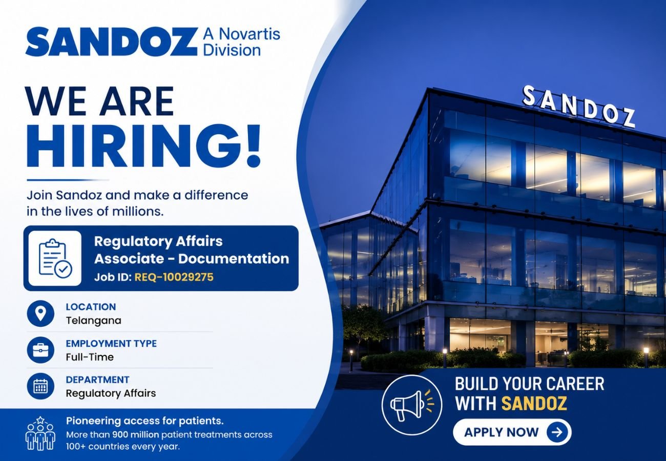 Sandoz Hiring Regulatory Affairs Associate Documentation