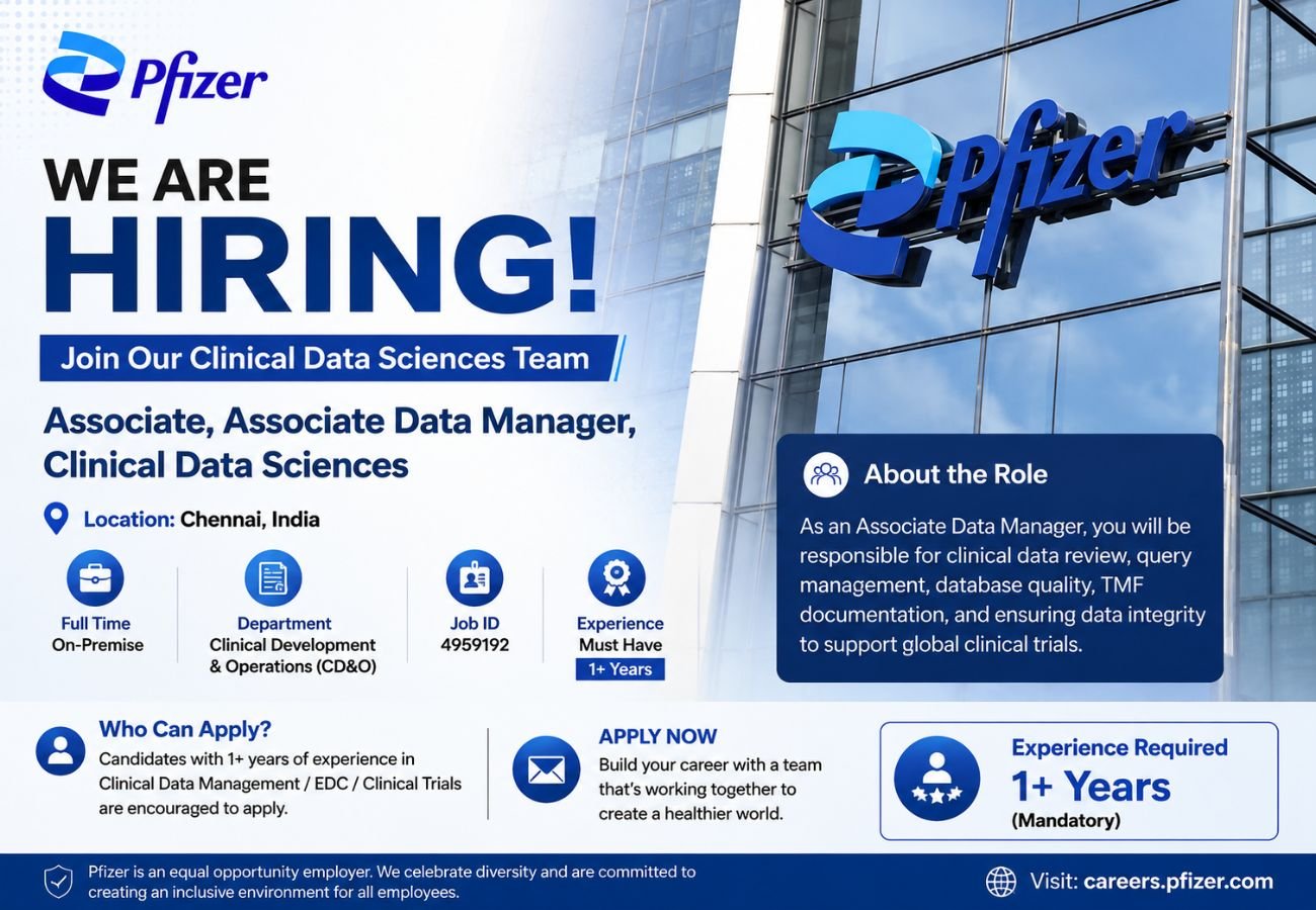 Pfizer Hiring for Clinical Data Management