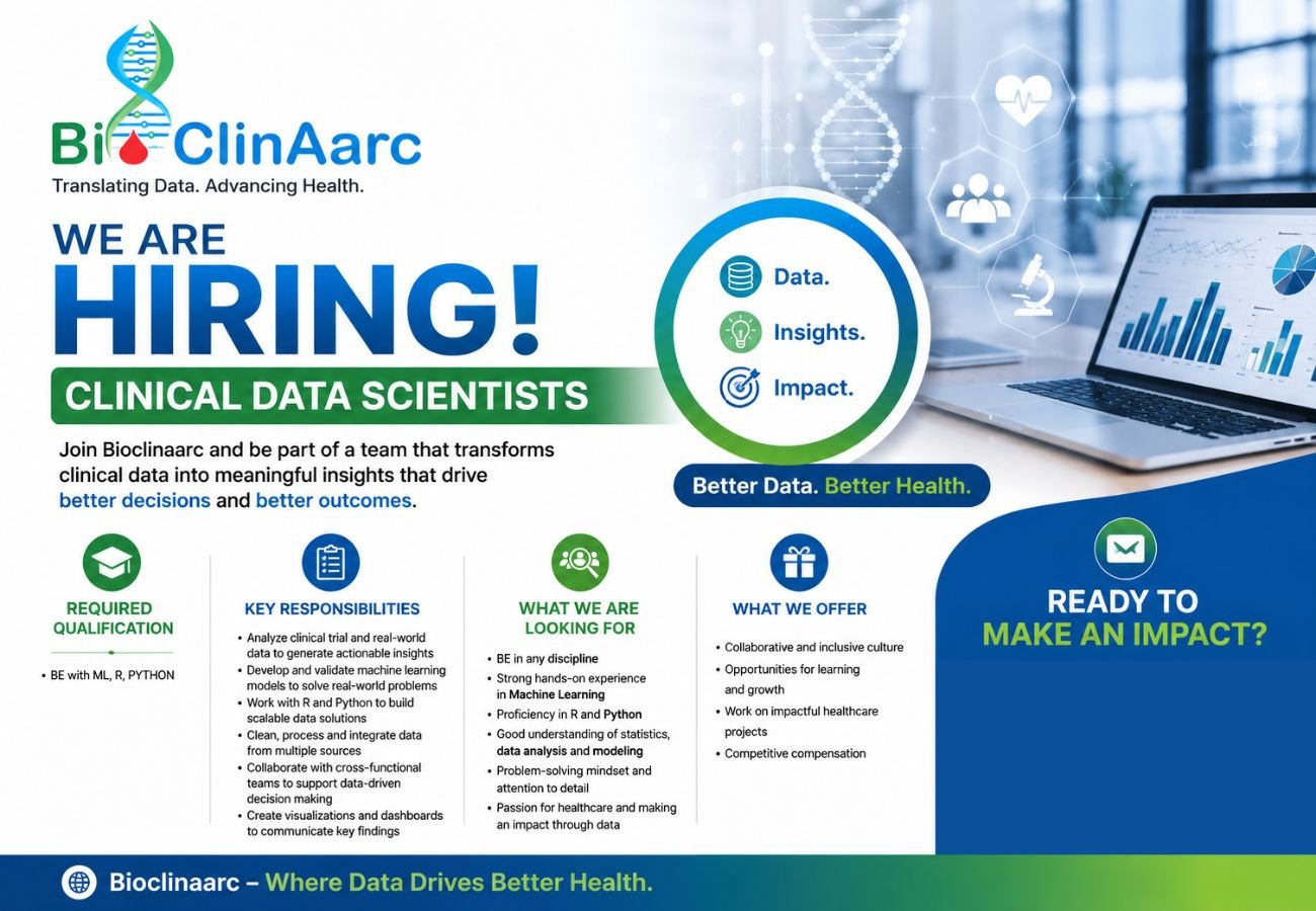 Clinical Data Scientist Jobs at Bioclinaarc | Apply Now | Freshers