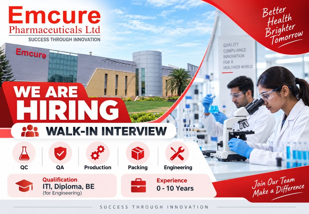 Emcure Pharma Walk-In Interview 2026