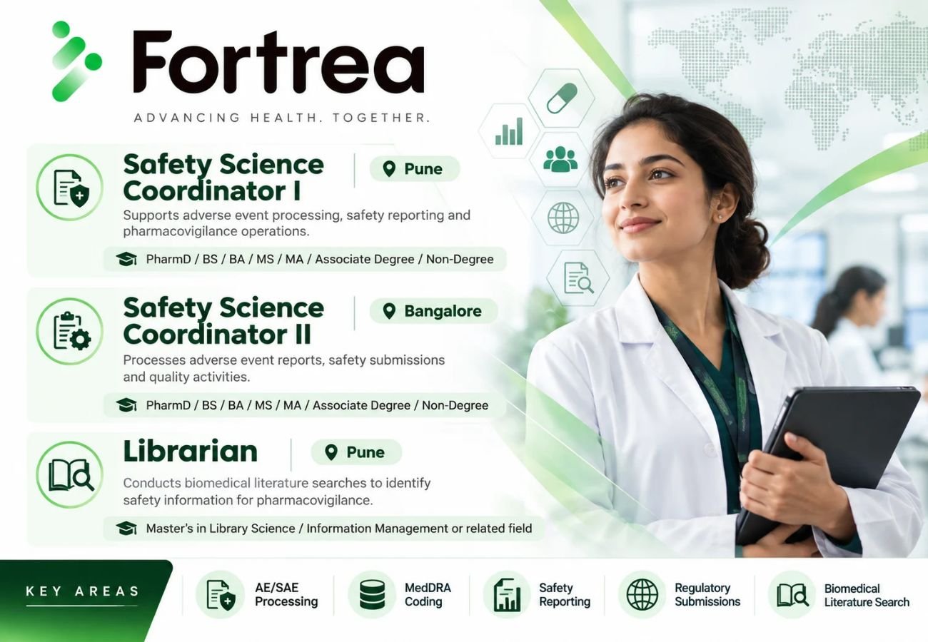 Fortrea Hiring for Safety Science Coordinator I & II & Literature Librarian